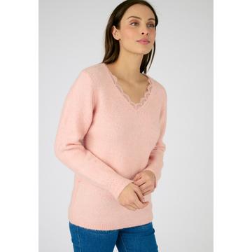 Pullover aus Mohairgemisch mit Spitzenkragen