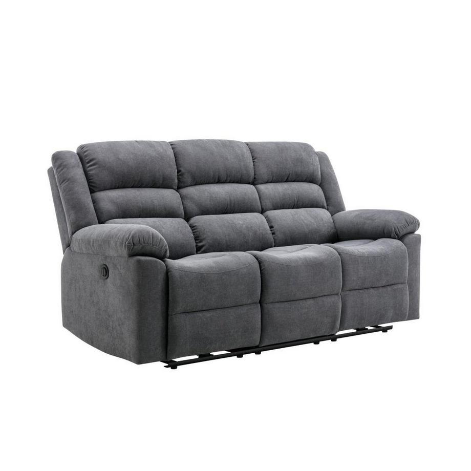 Vente-unique Canapé 3 places et fauteuil relax électrique en tissu gris BUROLO  