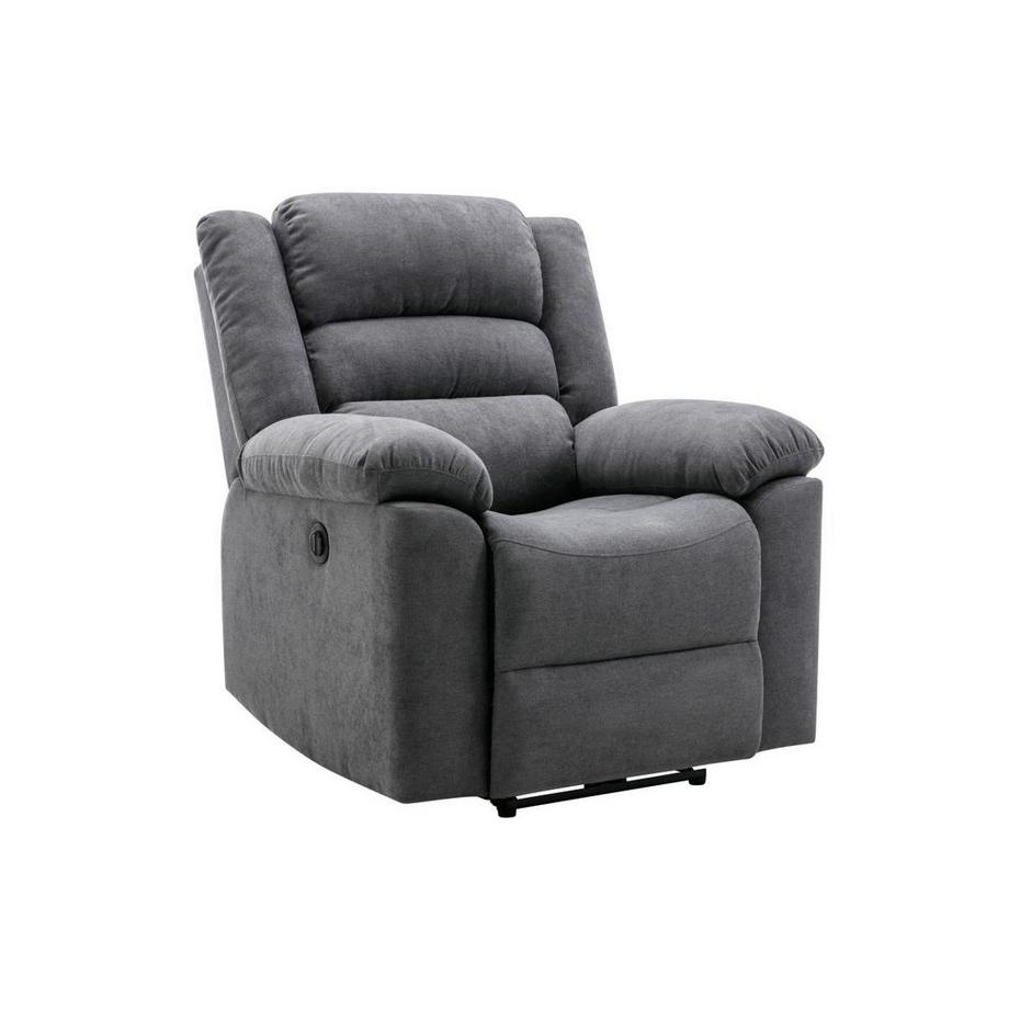Vente-unique Canapé 3 places et fauteuil relax électrique en tissu gris BUROLO  