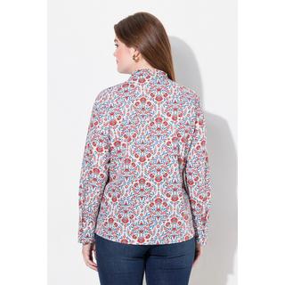 Ulla Popken Stampa Country Scollo Montante Maniche Lunghe Blusa  