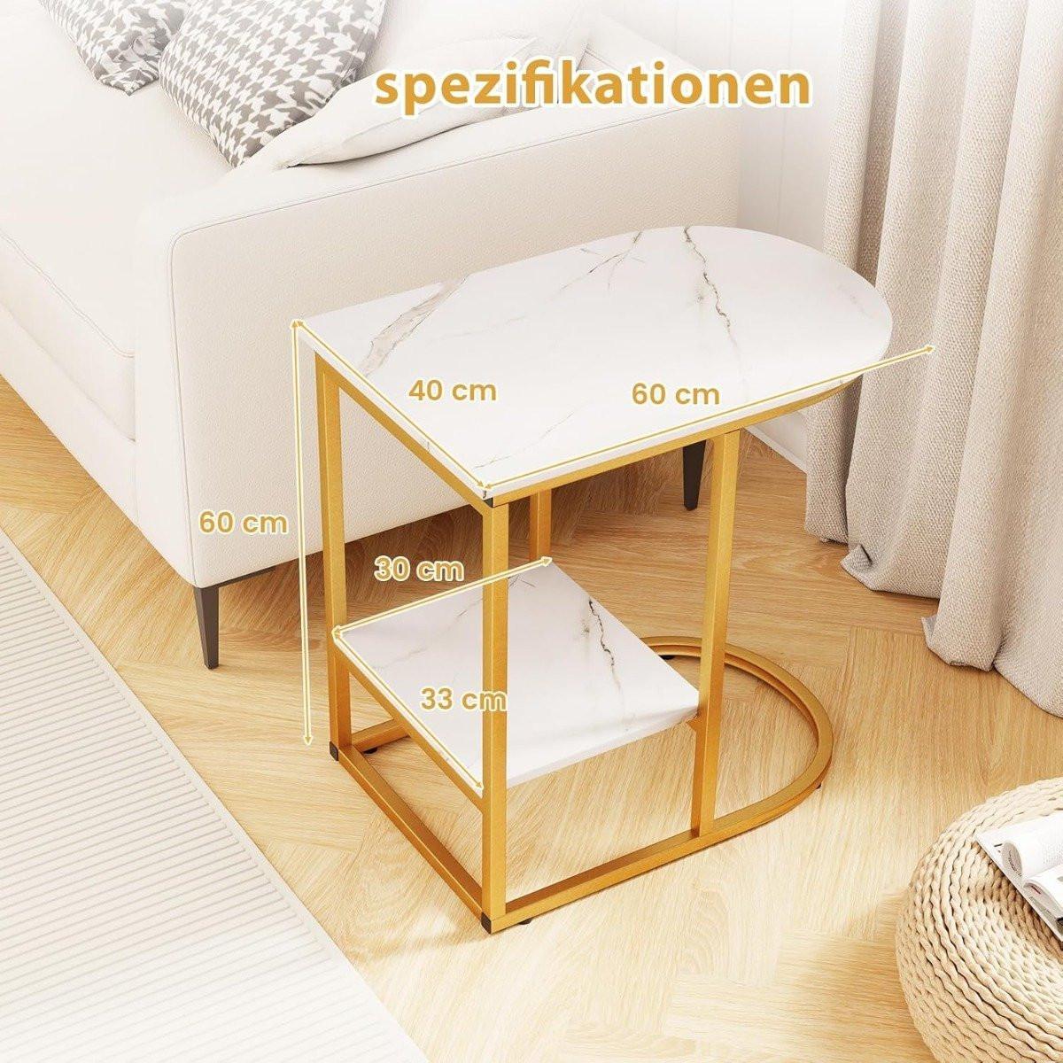 Northix C-förmiger Beistelltisch in Marmoroptik  