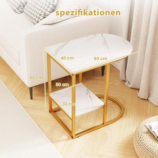 Northix C-förmiger Beistelltisch in Marmoroptik  