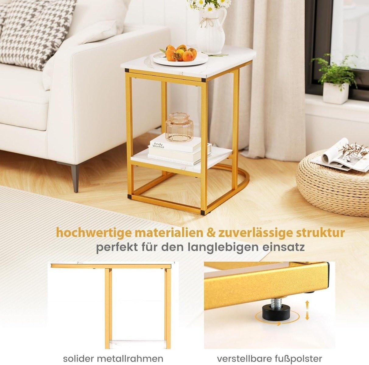 Northix C-förmiger Beistelltisch in Marmoroptik  