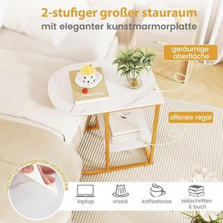 Northix C-förmiger Beistelltisch in Marmoroptik  