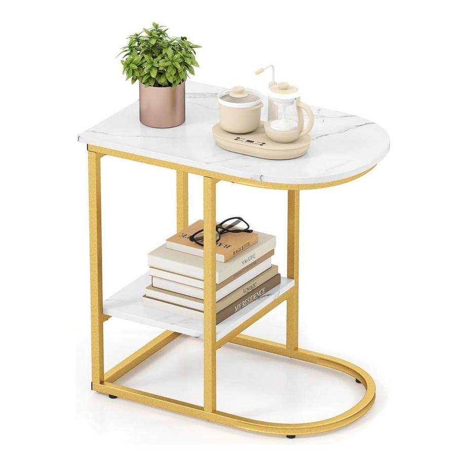 Table d'appoint en forme de C aspect marbre