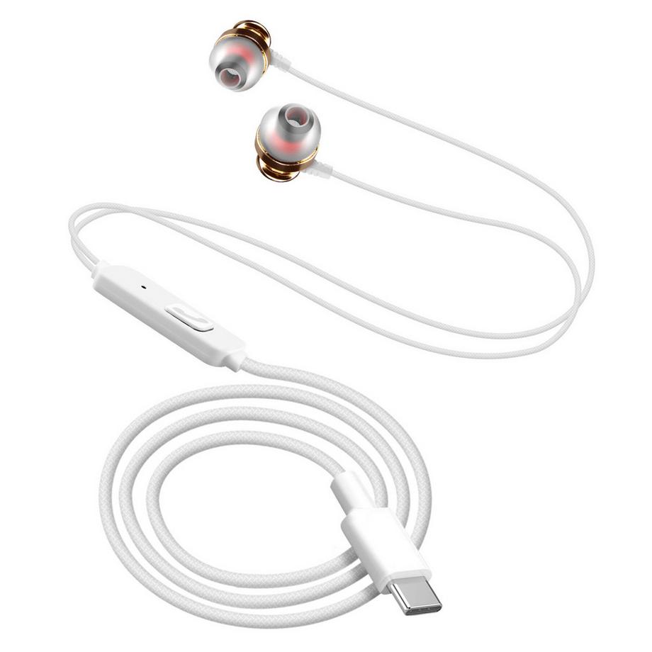 Avizar  Écouteurs Filaires USB C, LinQ Blanc 