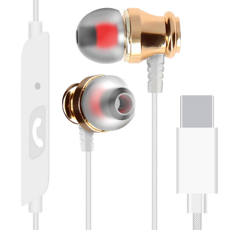 Écouteurs Filaires USB C, LinQ Blanc