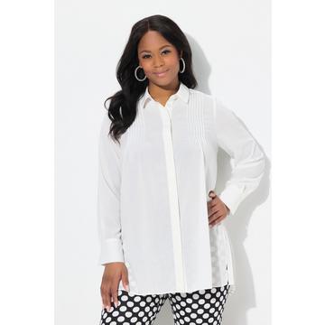 Bluse, Plissee-Rücken, A-Linie, Hemdkragen, Langarm