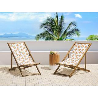 Beliani Set mit 2 klappbaren Liegestühlen aus Stoff Modern ANZIO  