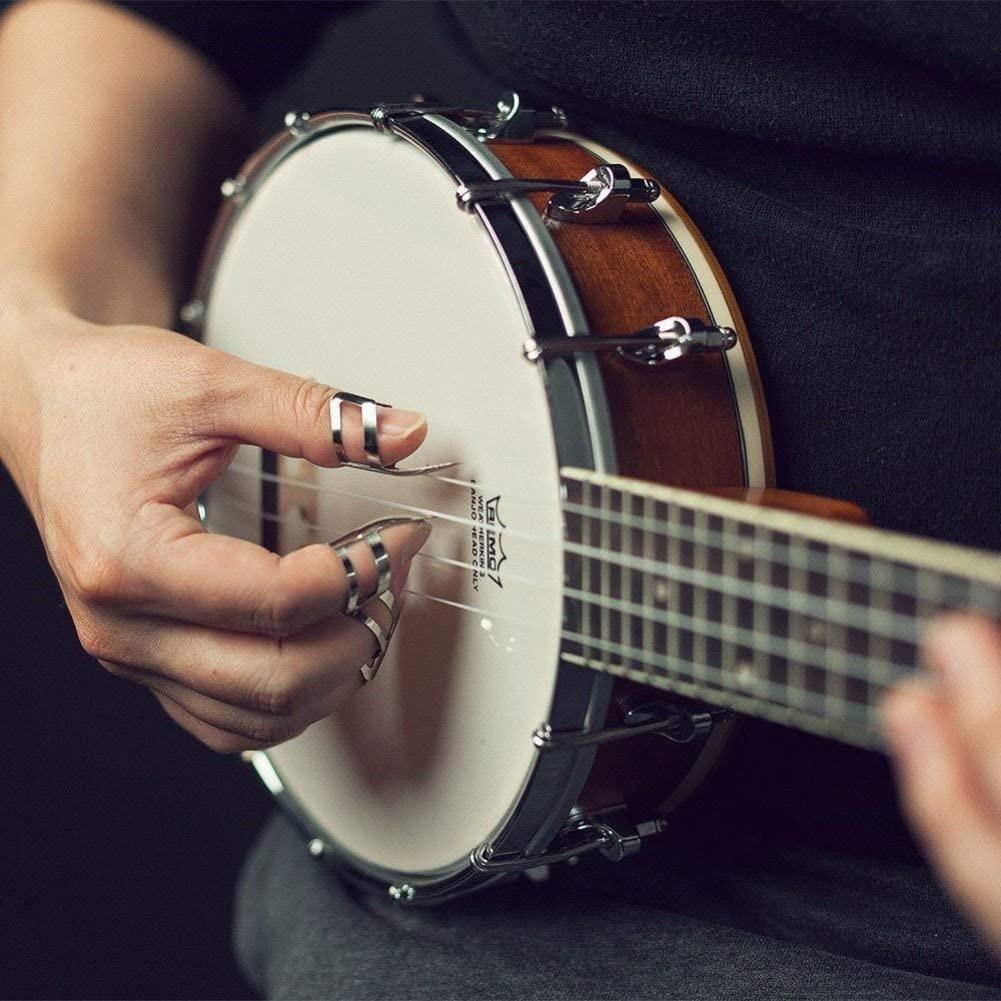 eStore 3 plettri a dito per chitarra - acciaio inossidabile  