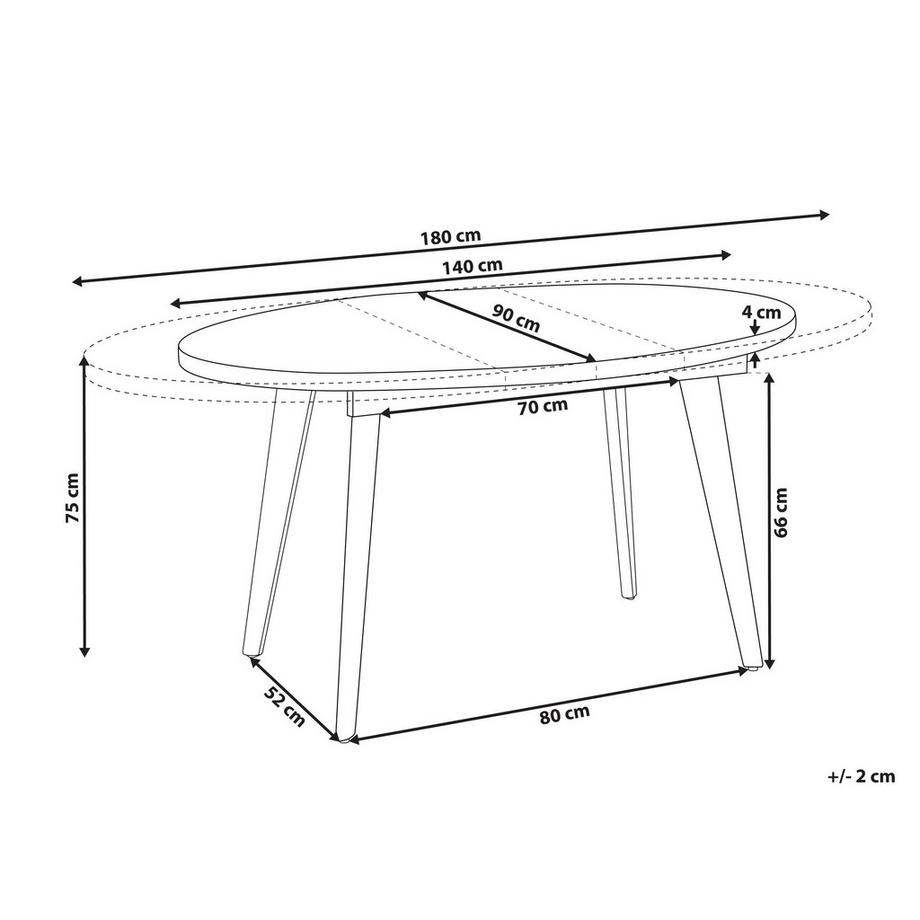 Beliani Tavolo da pranzo estensibile en Fibra a media densità (MDF)  DUTTON  