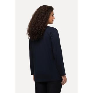 Ulla Popken  T-shirt coupe Relaxed Fit, col en V et manches longues 