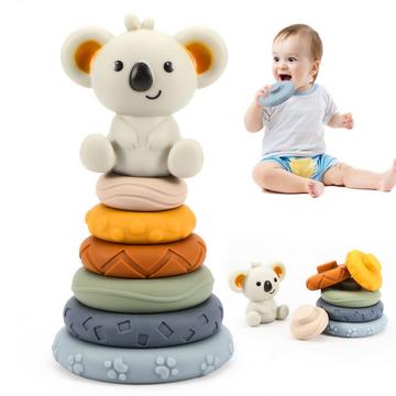 Stapelspielzeug mit Ringen, Squeeze-Zahnspielzeug für Babys, Squeeze-Spielzeug mit Früherziehung