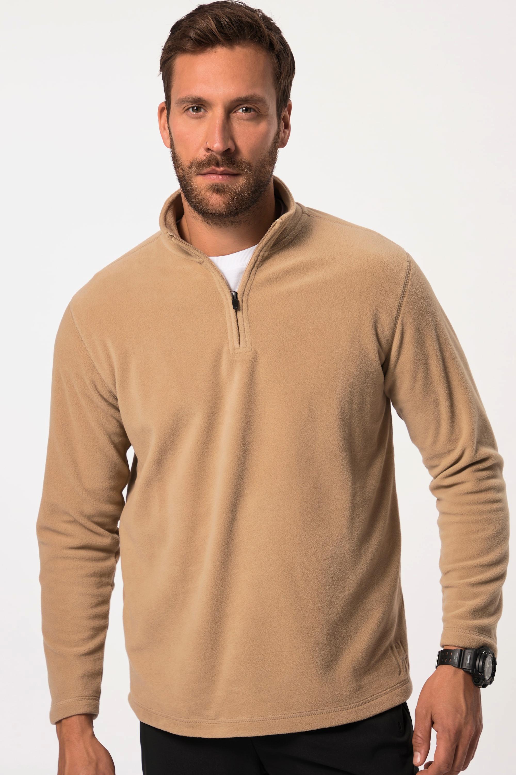 JP1880  Pullover polo di pile leggero con colletto alto e zip 