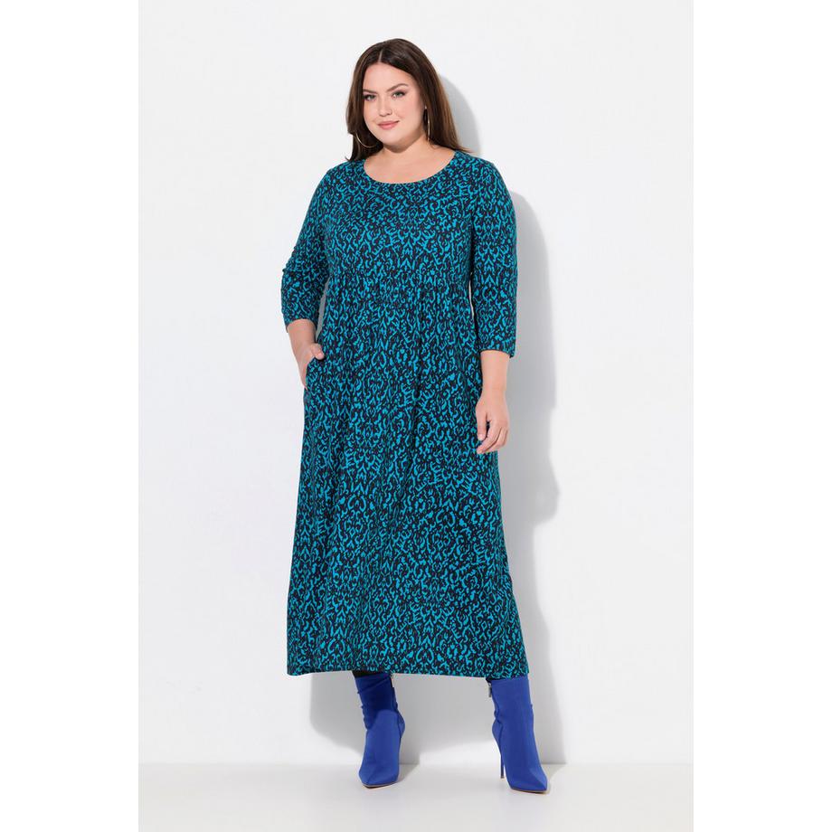 Ulla Popken Robe en jersey Coupe A V-Col Manches 3/4  