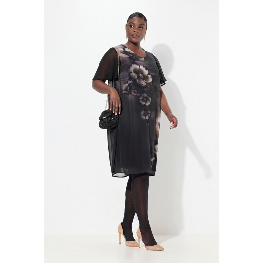 Ulla Popken Abito Floreale Linea A Scollo V Mezza Manica  