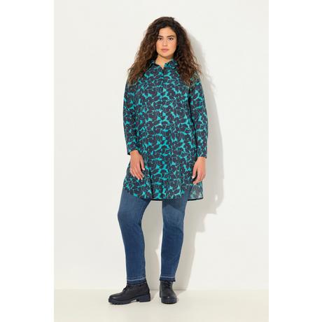 Ulla Popken  Blusa dal taglio lungo e svasato con Paisley, colletto da camicia e maniche lunghe 