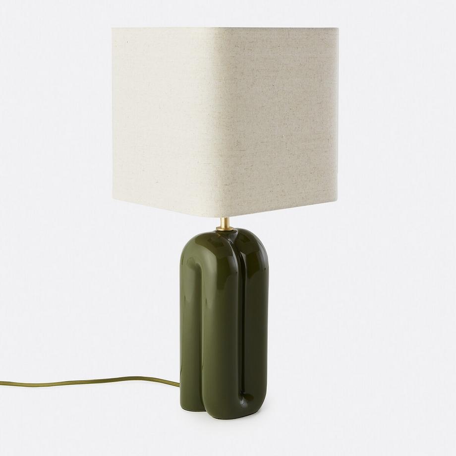 Lampe à poser céramique et lin