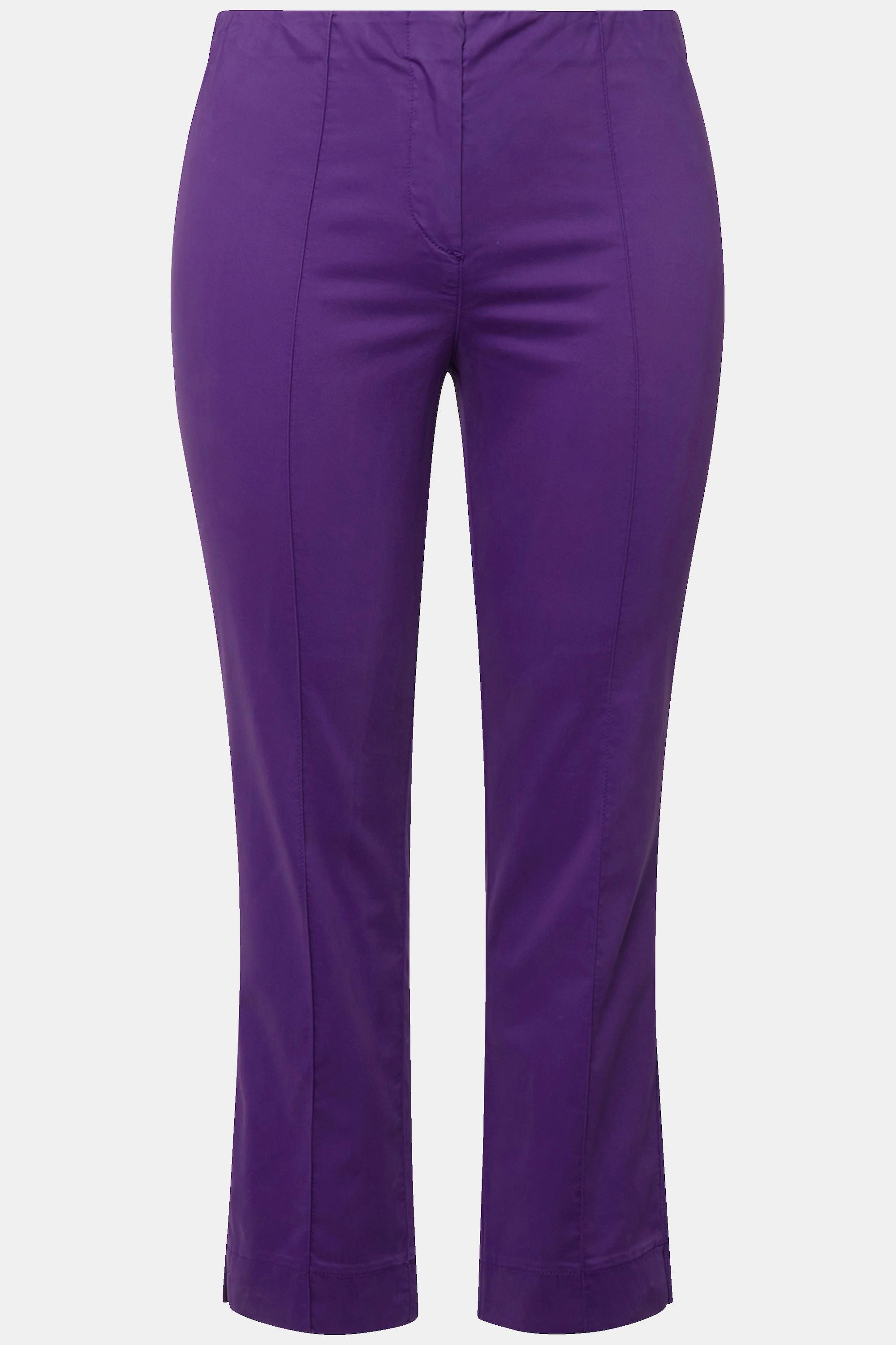 Ulla Popken  Pantalon avec passepoil et taille élastique. Coupe ajustée avec fente sur le bas de jambe. 