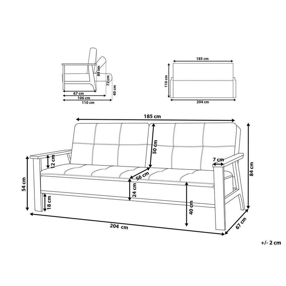 Beliani Canapé-lit en Tissu Rétro TJORN  