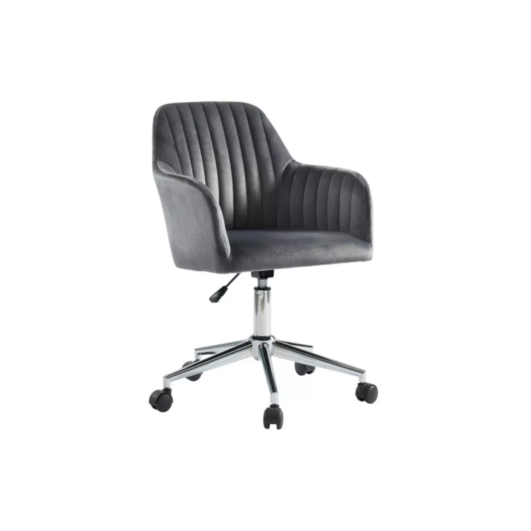 Vente-unique - Chaise de bureau Velours Hauteur réglable ELEANA, One Size, Gris