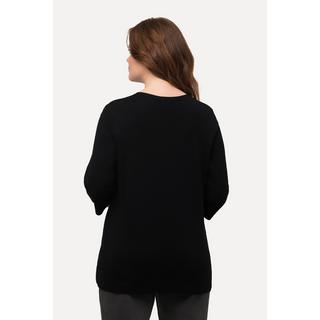 Ulla Popken  Shirt, Rippjersey, V-Ausschnitt, 3/4-Arm, Biobaumwolle 