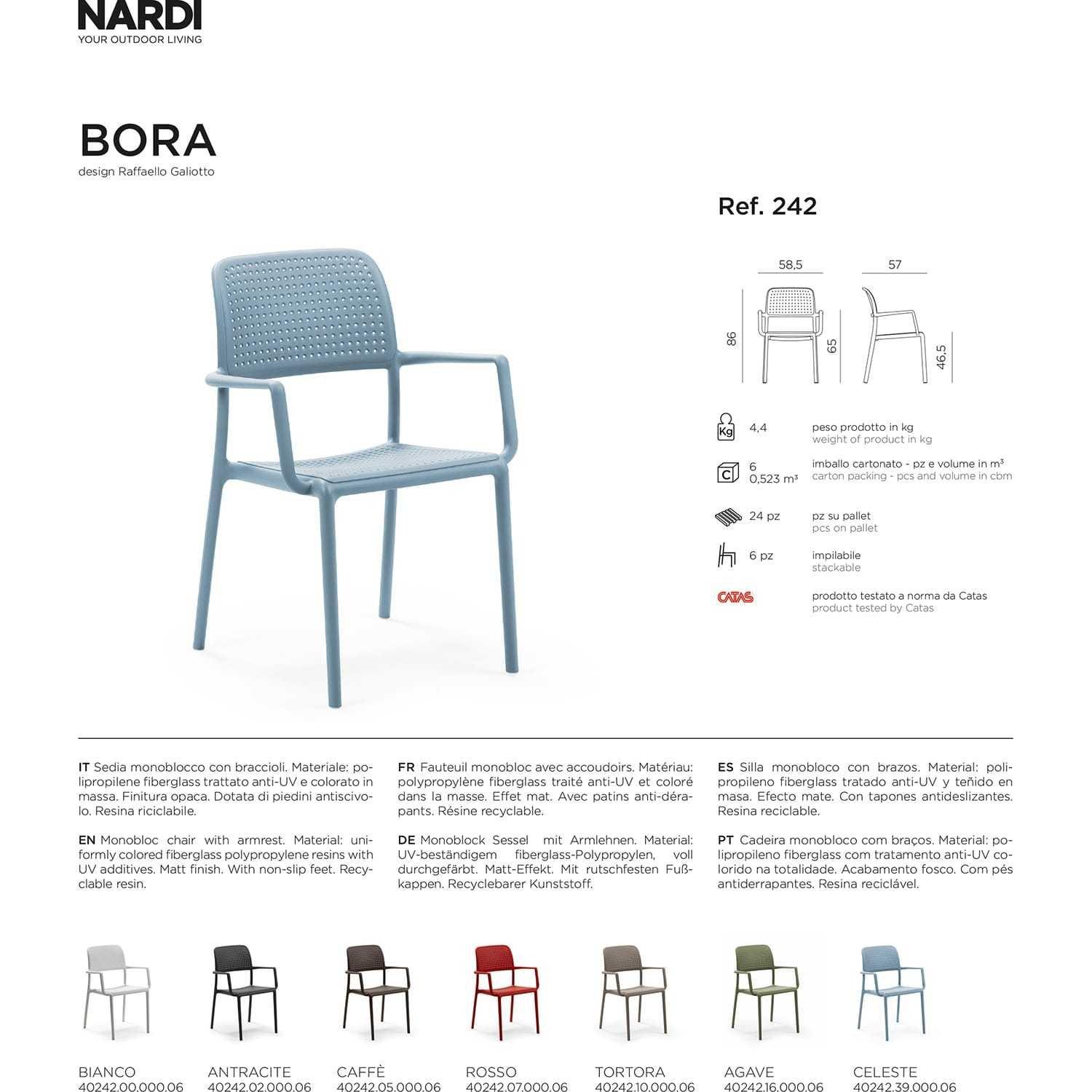 NARDI outdoor Fauteuil de jardin Bora bleu clair  