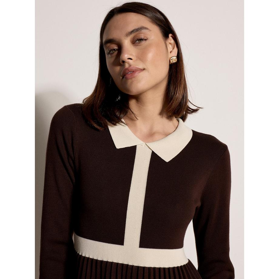 APRICOT Robe mini en tricot rétro avec blocs de couleur  
