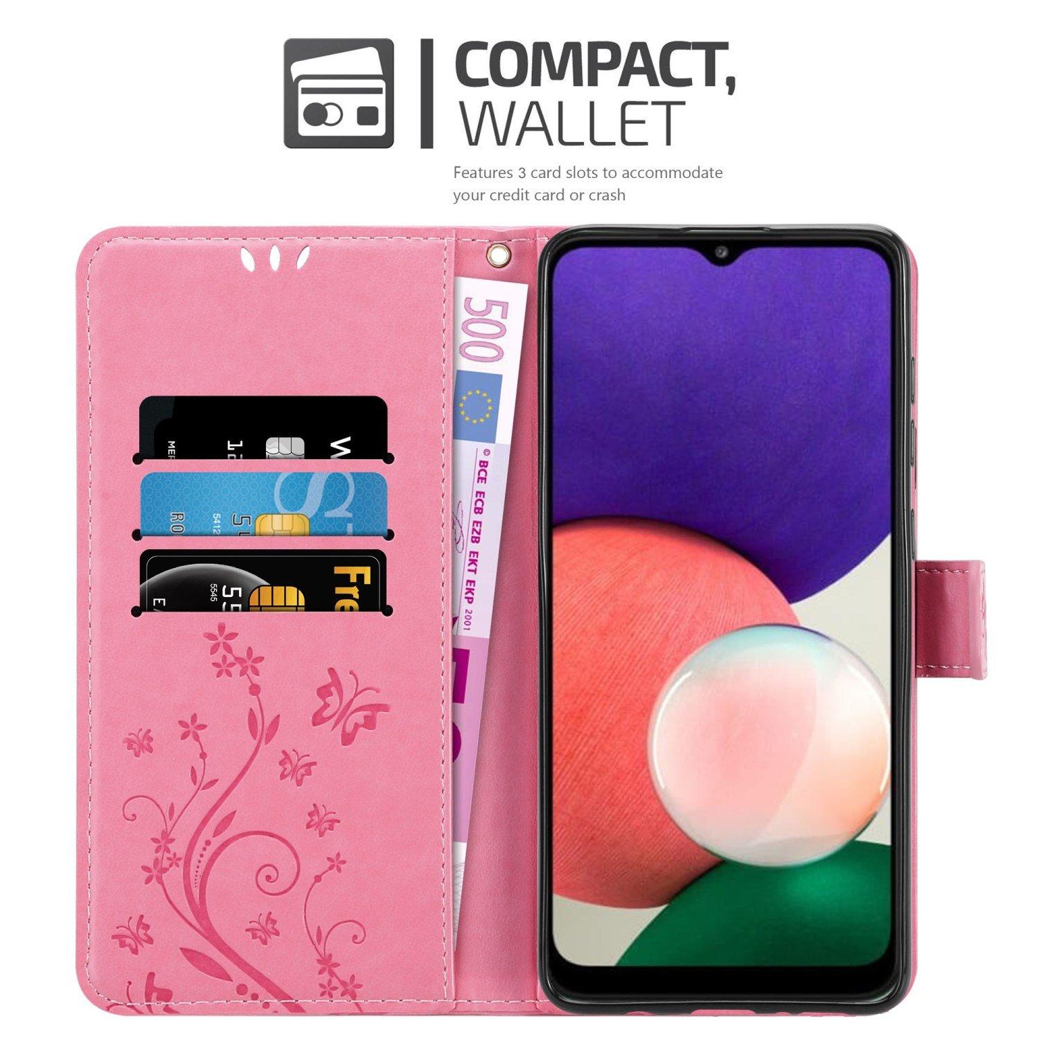 Cadorabo  Housse compatible avec Samsung Galaxy A22 5G - Coque de protection au design floral avec fermeture magnétique, fonction de support et emplacements pour cartes 