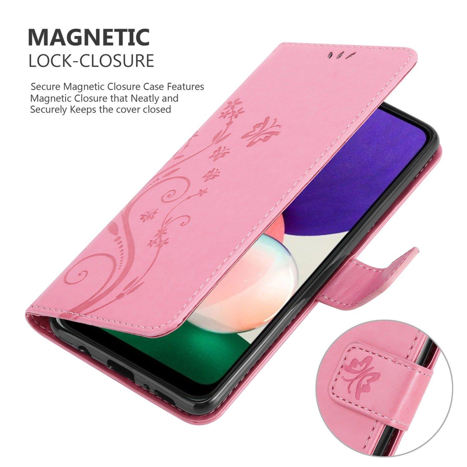 Cadorabo  Housse compatible avec Samsung Galaxy A22 5G - Coque de protection au design floral avec fermeture magnétique, fonction de support et emplacements pour cartes 