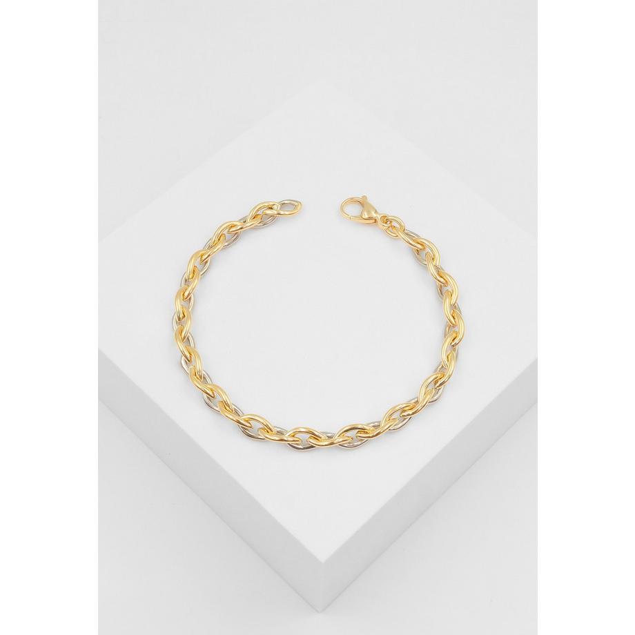 MUAU Schmuck  Bracelet fantasy bicolore blanc/or rouge 750, 6,5mm, 19cm 