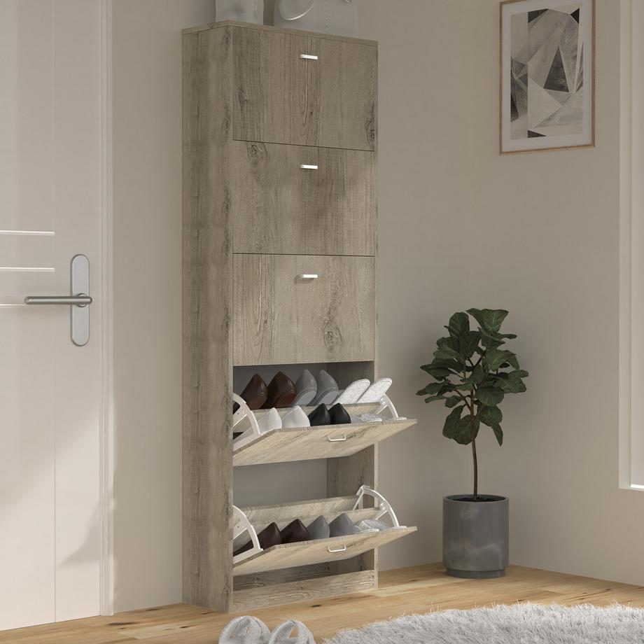 VCM Holz Regal Kipper Schuhregal Schuhschrank Schuhkipper 5 Klappen Sipos  