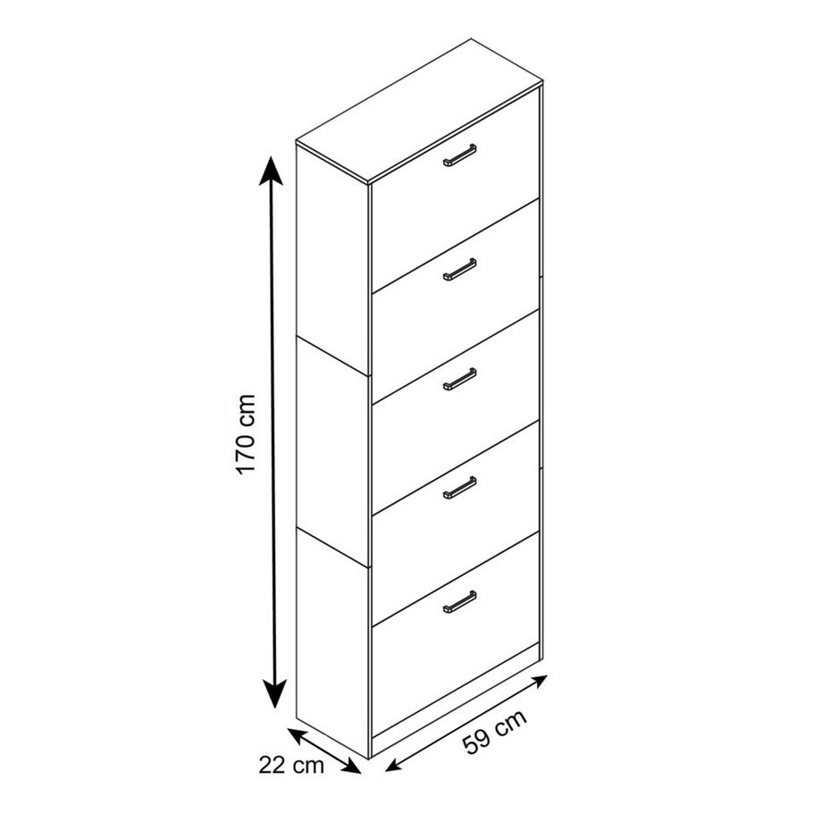 VCM Holz Regal Kipper Schuhregal Schuhschrank Schuhkipper 5 Klappen Sipos  