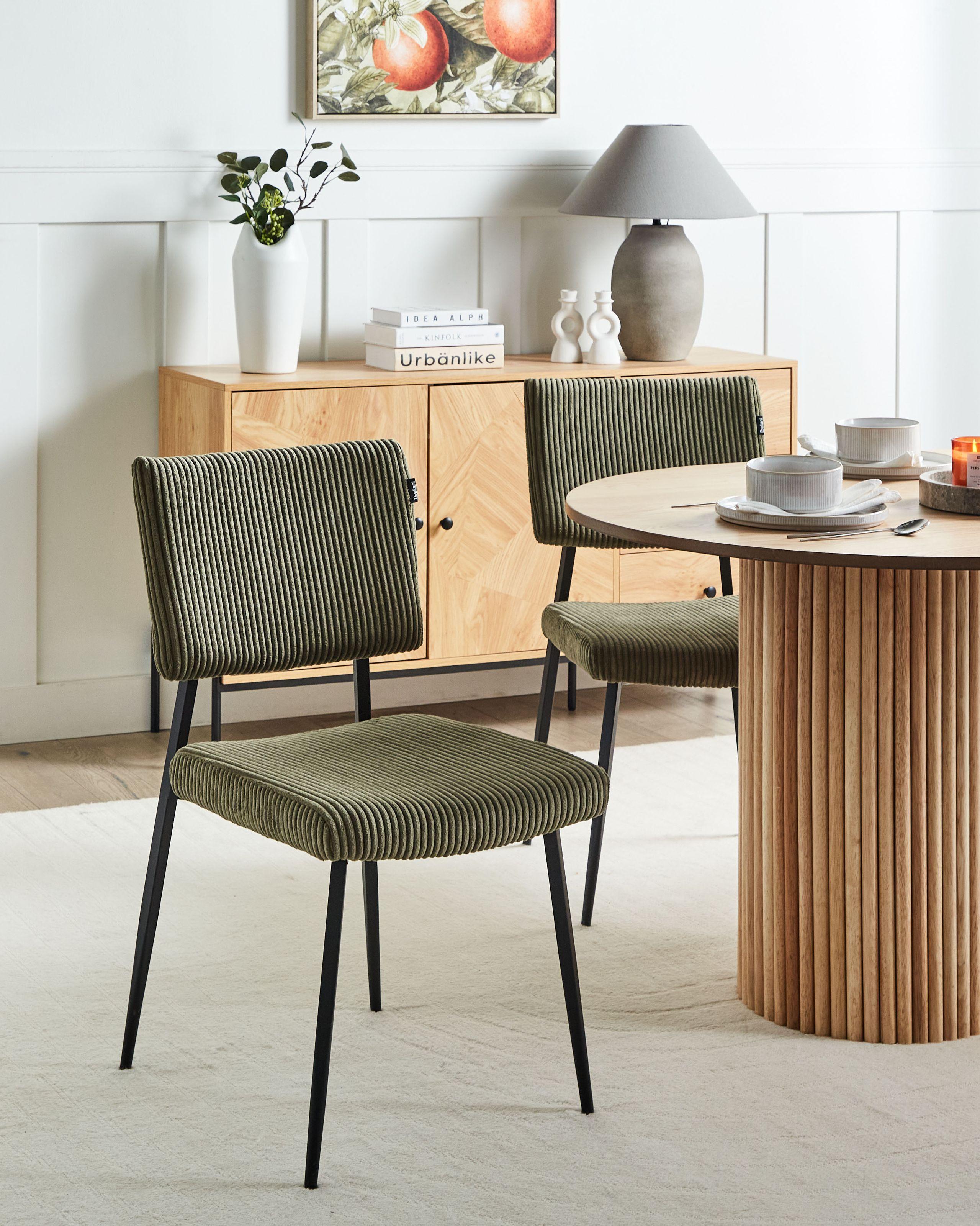 Beliani Lot de 2 chaises de salle à manger en Velours côtelé Rétro STURGIS  