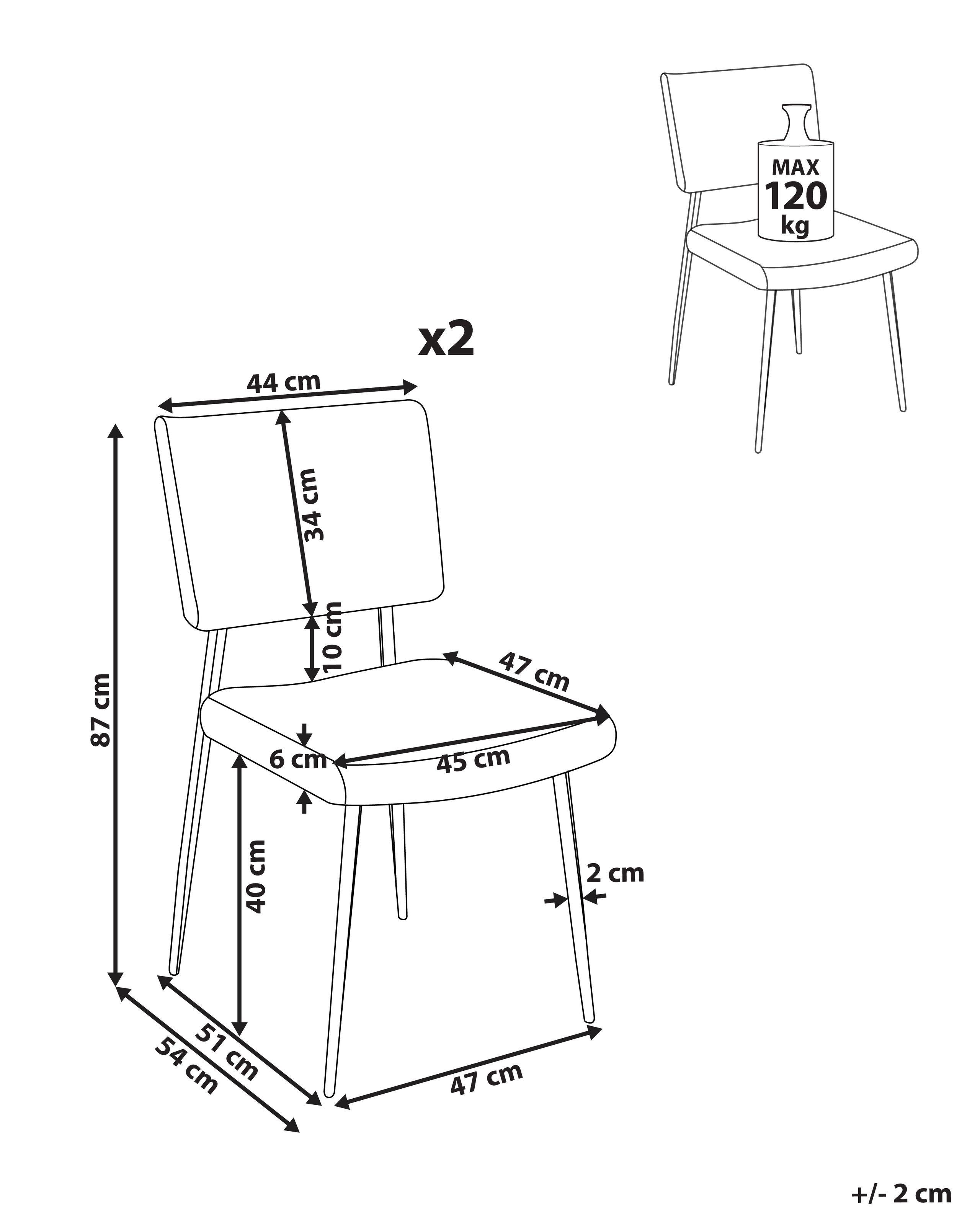 Beliani Lot de 2 chaises de salle à manger en Velours côtelé Rétro STURGIS  