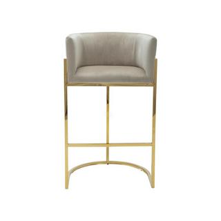 PASCAL MORABITO Sgabello da bar in Velluto e Acciaio inossidabile Beige e Dorato PERIA di Pascal MORABITO  