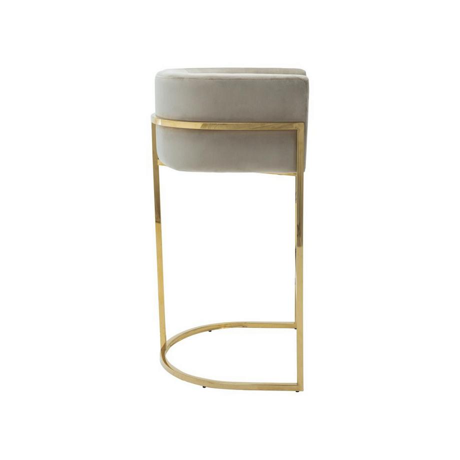 PASCAL MORABITO Tabouret de bar en velours et acier inoxydable - Beige et doré - PERIA de Pascal MORABITO  