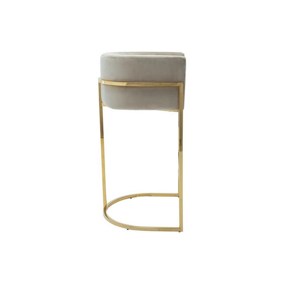 PASCAL MORABITO Tabouret de bar en velours et acier inoxydable - Beige et doré - PERIA de Pascal MORABITO  
