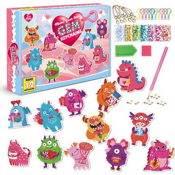 Diamantmalerei Schlüsselanhänger, 5D Diamantmalerei Schlüsselanhänger Kits Kindertag Monster Diamant Anhänger Ornamente