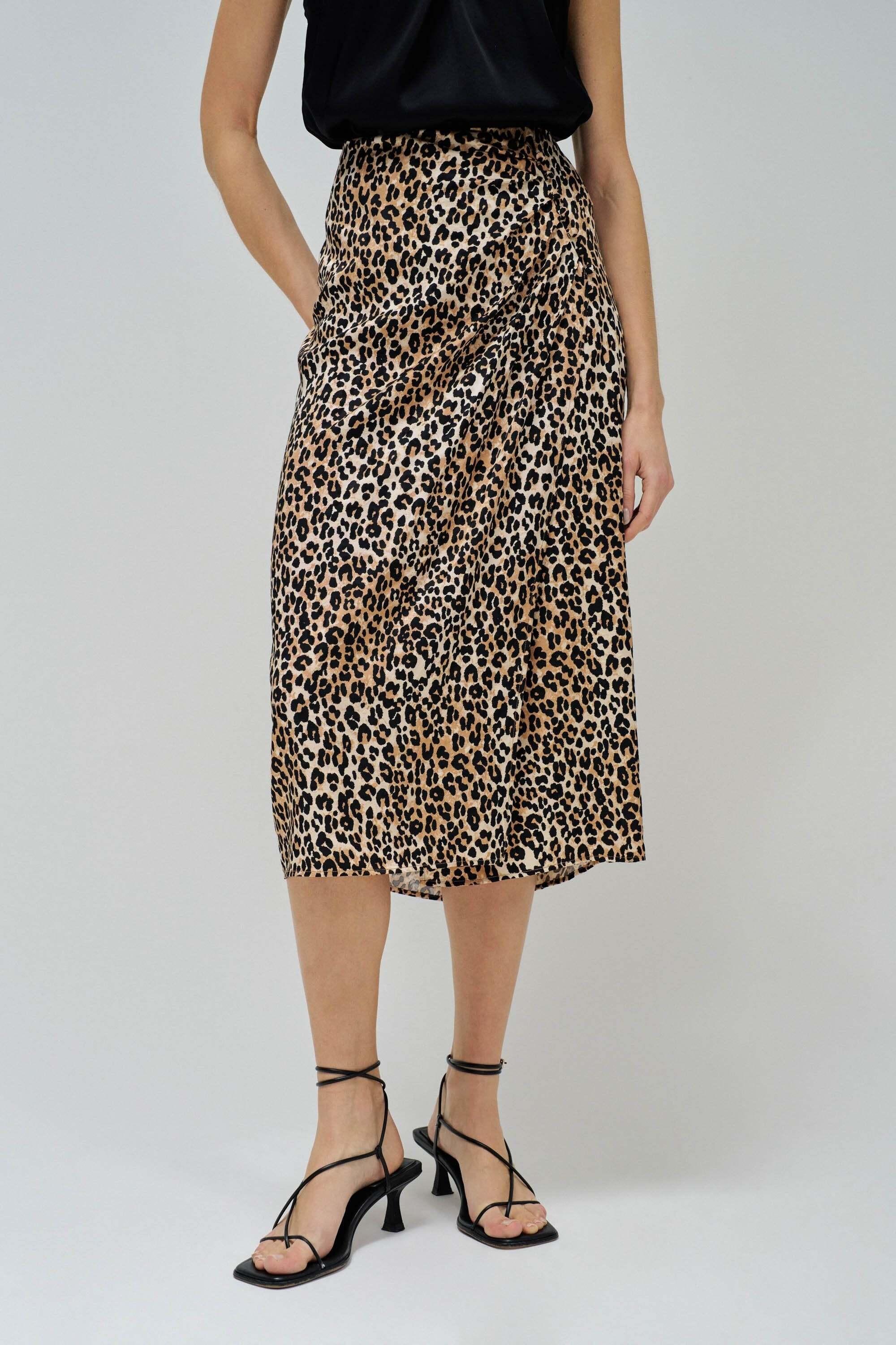 Salsa Gonna Midi Stampa Leopardata con Dettaglio Bottone  