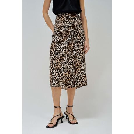 Salsa Gonna Midi Stampa Leopardata con Dettaglio Bottone  