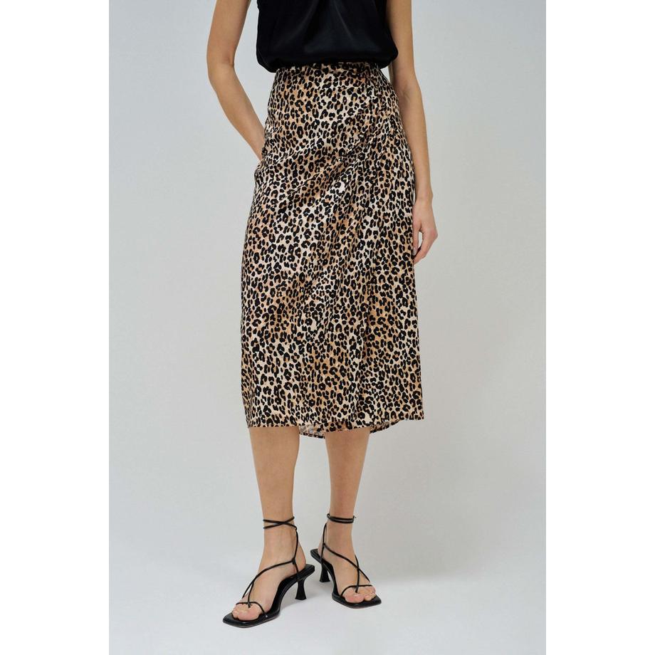 Salsa Gonna Midi Stampa Leopardata con Dettaglio Bottone  