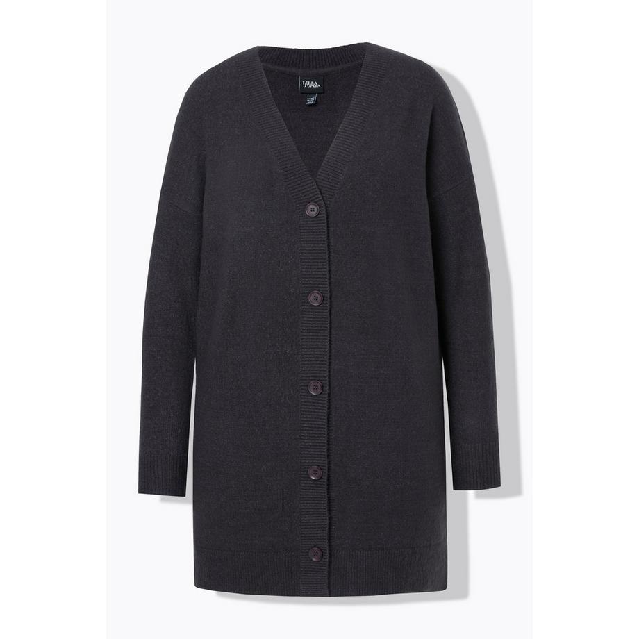 Ulla Popken Cardigan Taglio Boxy Scollo a V Abbottonatura  