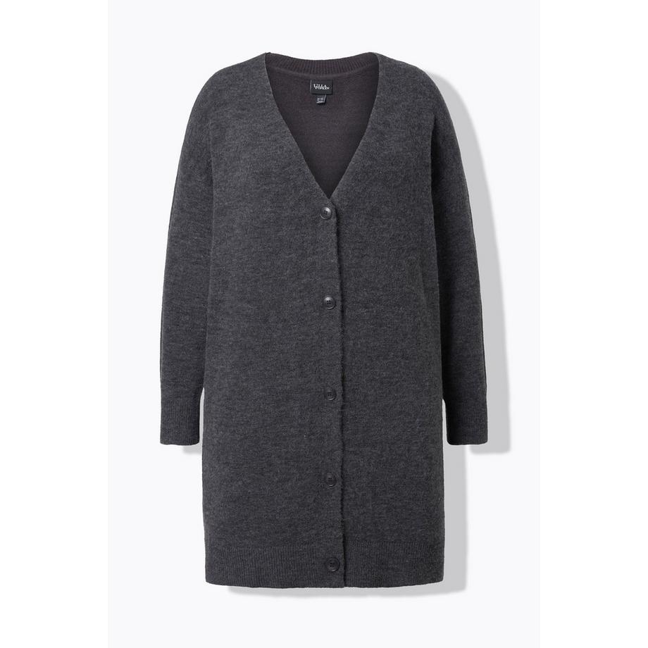 Ulla Popken Cardigan Taglio Boxy Scollo a V Abbottonatura  