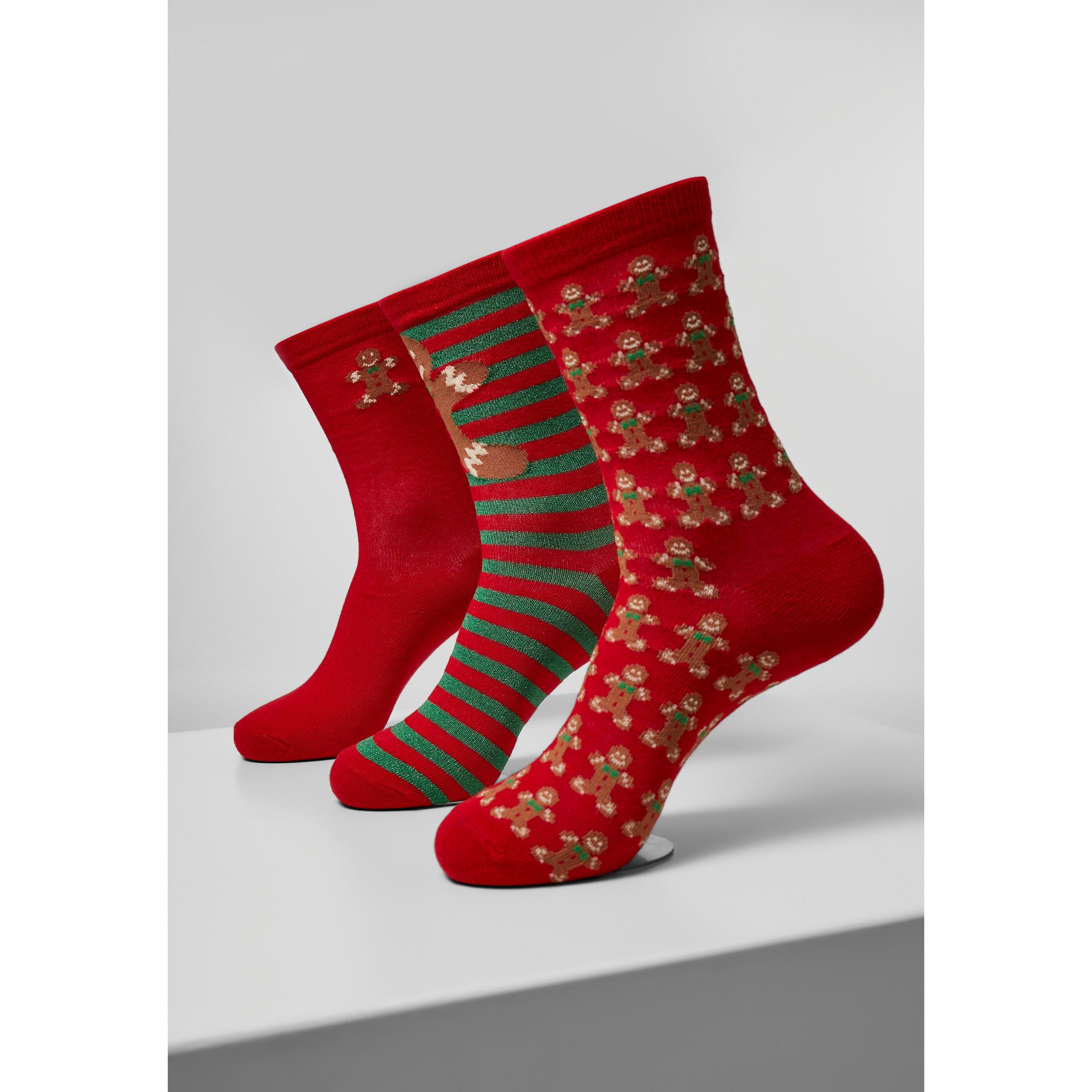 URBAN CLASSICS  chaussettes christmas gingerbread lurex (3pcs) 