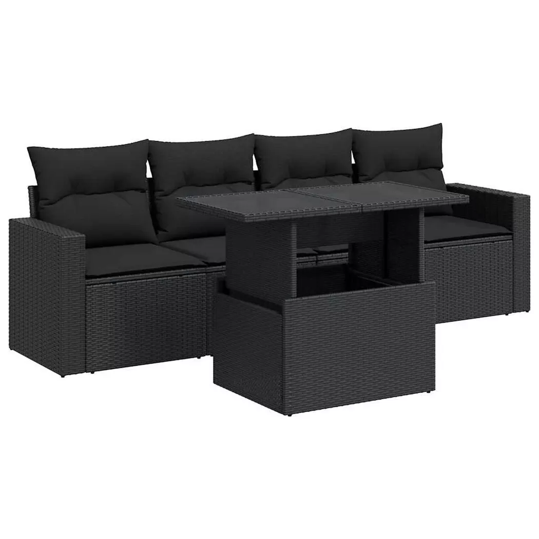 VidaXL - Gartensofa set poly-rattan, One Size, Schwarz