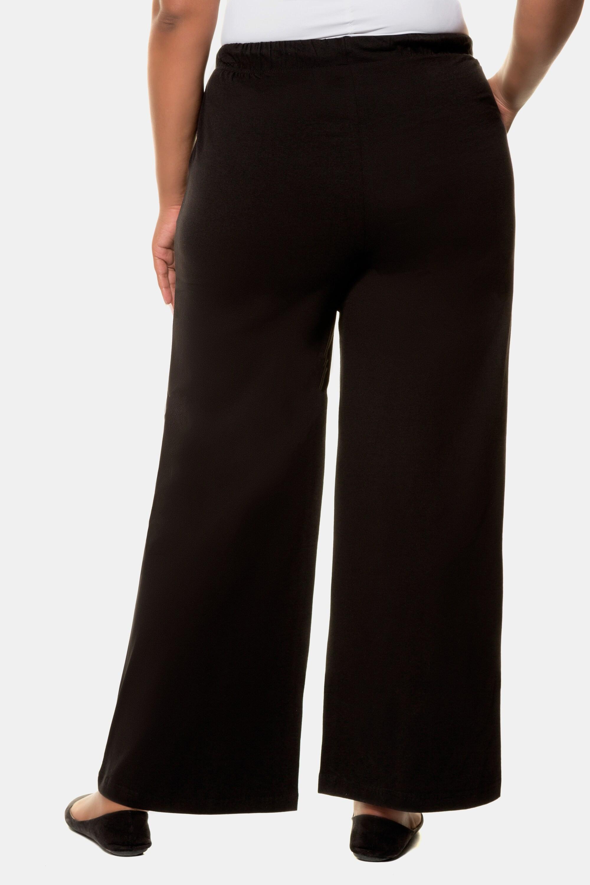 Ulla Popken  Pantalon Marlene en jersey, taille élastique classique noir 