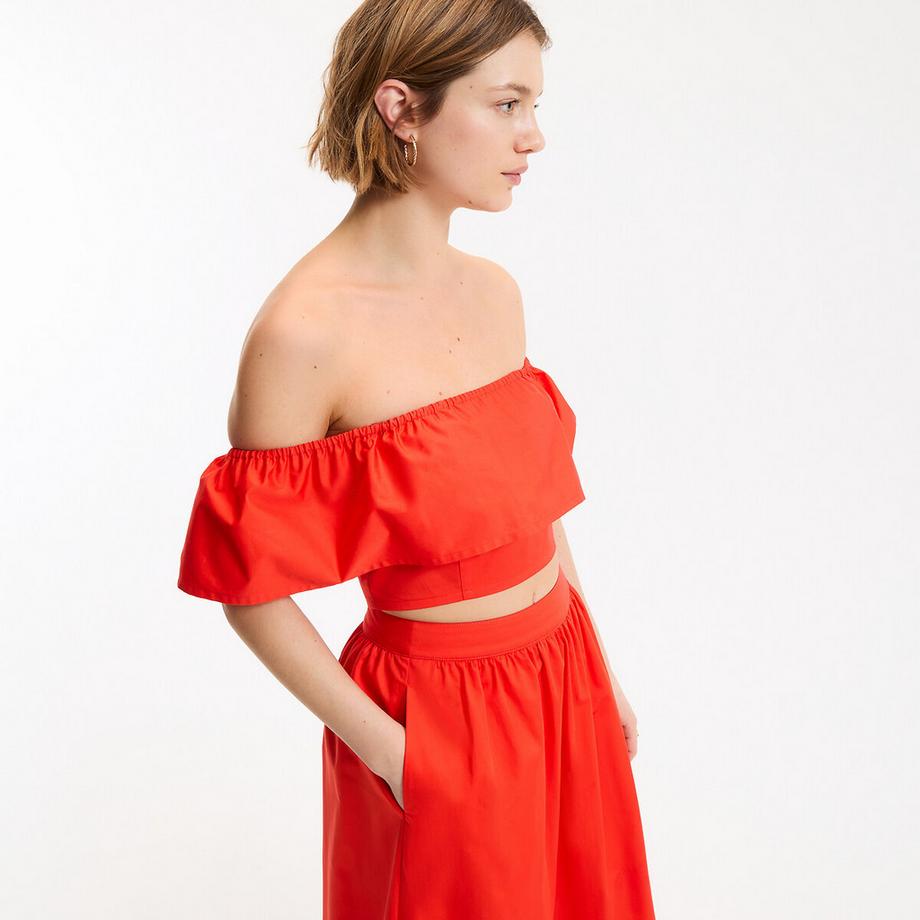 Top bustier court à volant