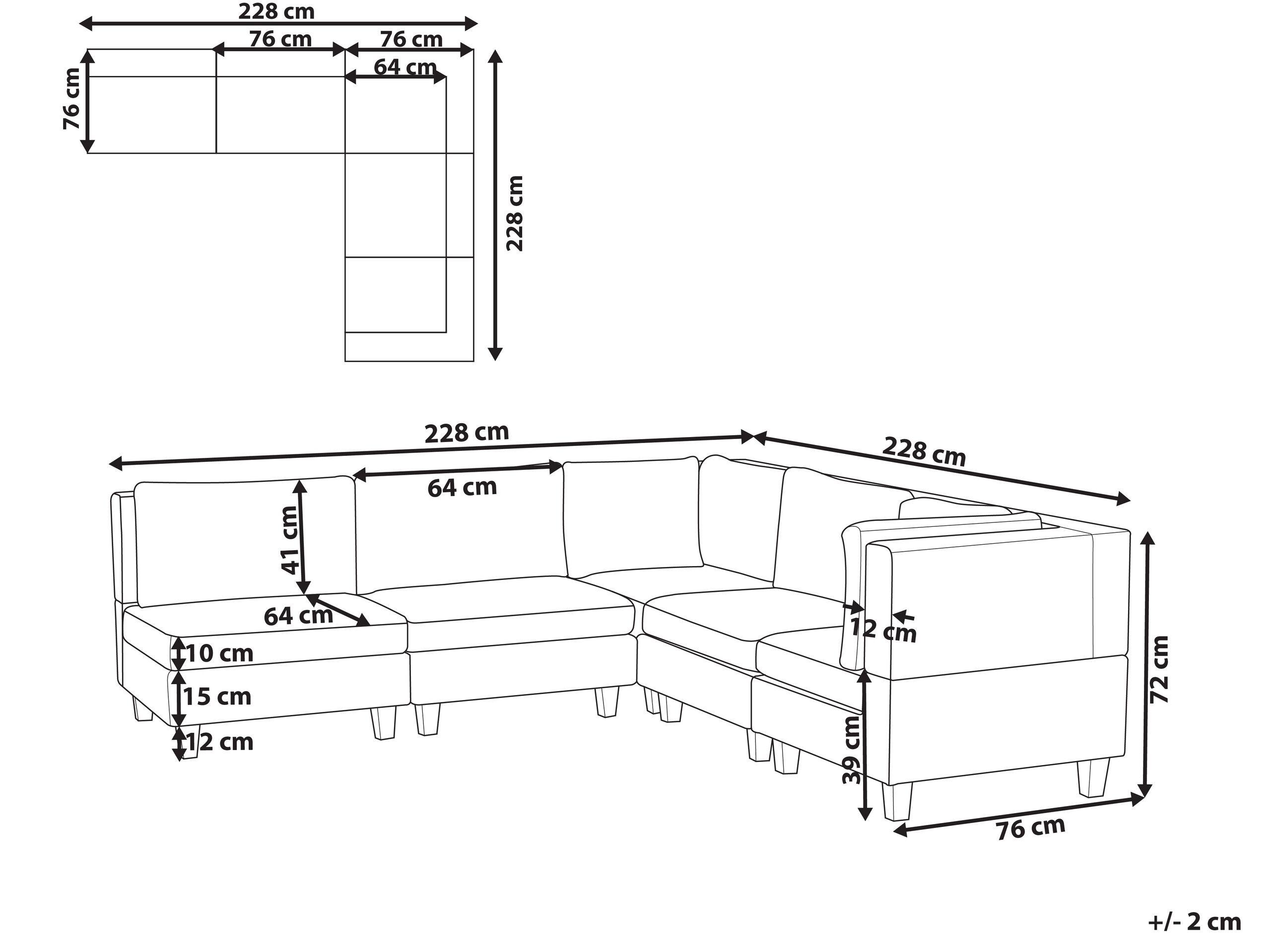 Beliani Canapé d'angle en Polyester Moderne UNSTAD  