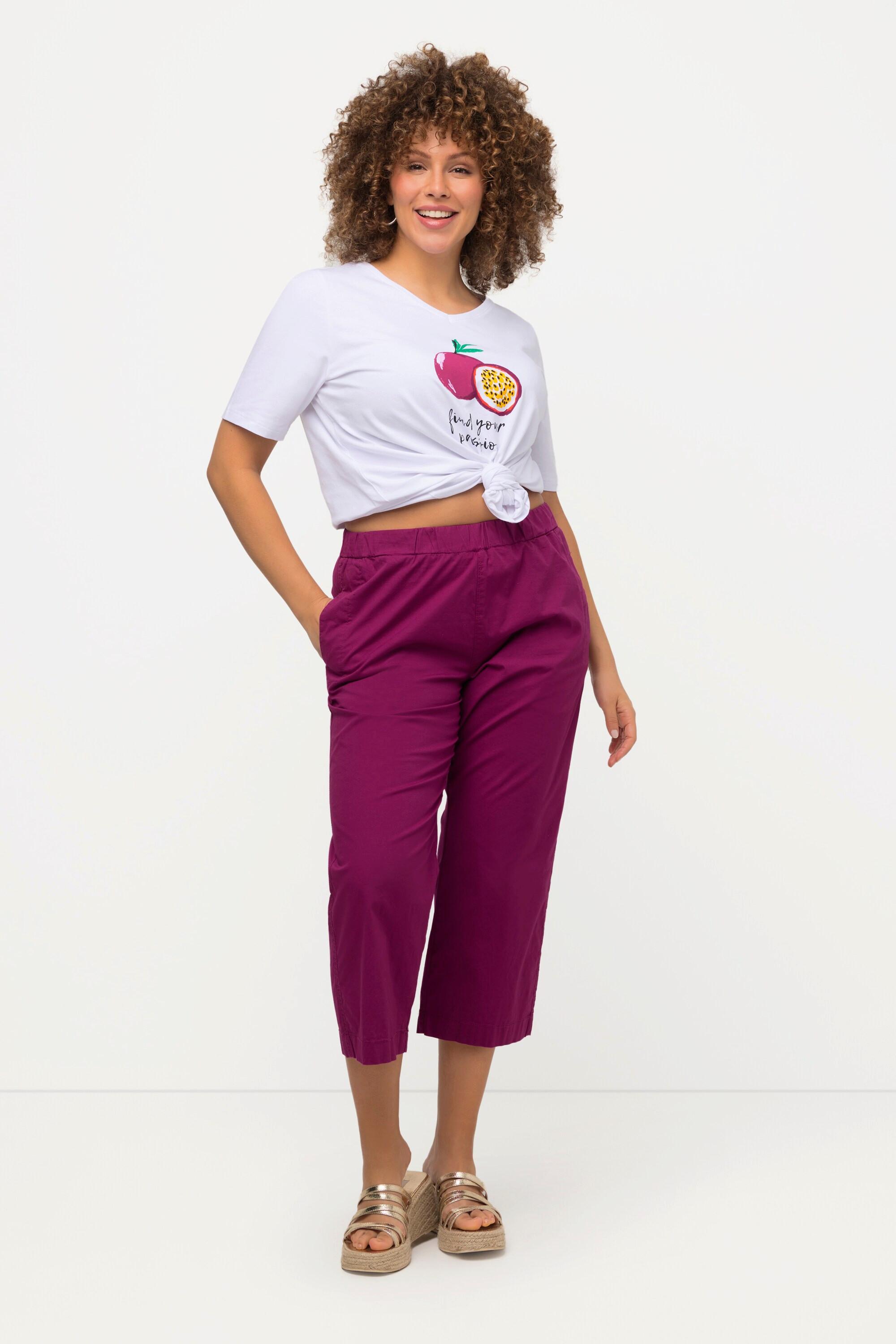 Ulla Popken  Pantalon 7/8 Ruby avec genoux préformés, jambes droites et taille élastique 